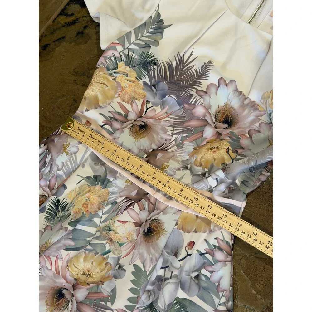 Ted Baker London Floral Skater Dress White haylinn woodland Kentucky derby M L 4 - Picture 7 of 10